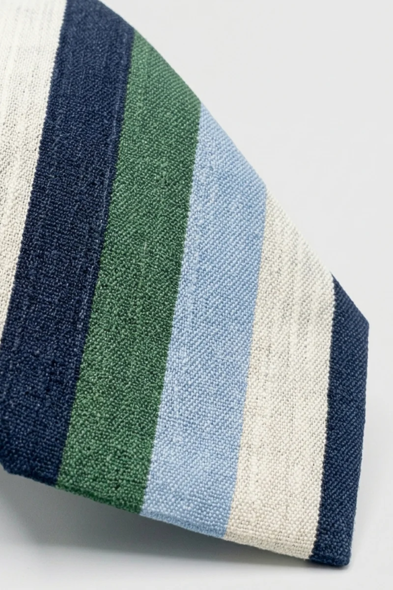 Cravatta Casual in Seta a Righe - RIGATO BLU/VERDE