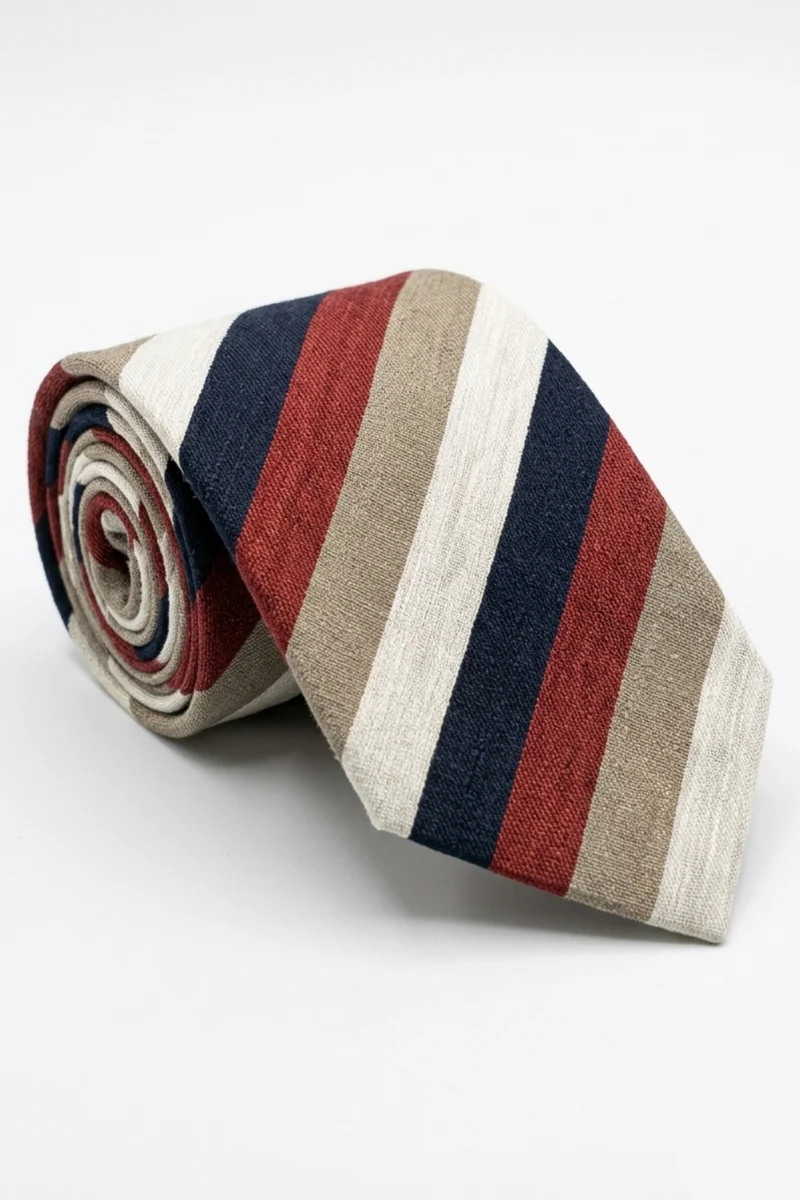 Cravatta Jacquard in Seta a Righe - RIGATO BLU/ROSSO
