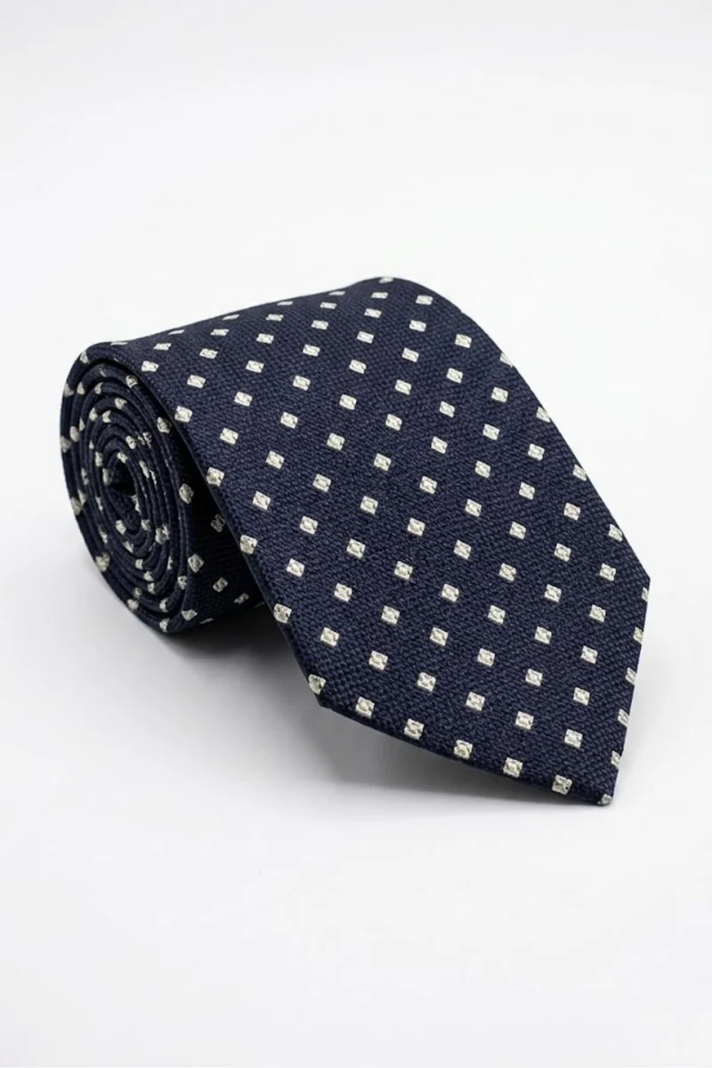 Cravatta Jacquard in Seta Blu a Quadri - BLU QUADRI