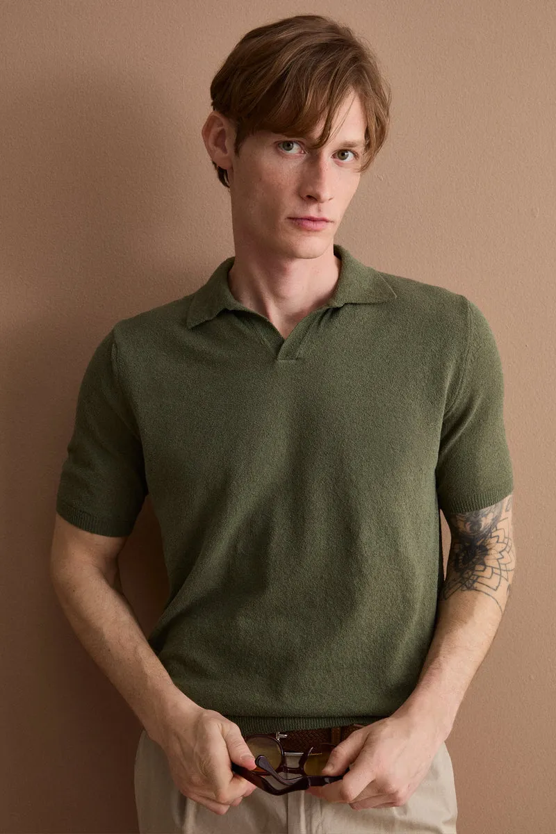 Polo Derby in Cotone Bouclé - VERDE