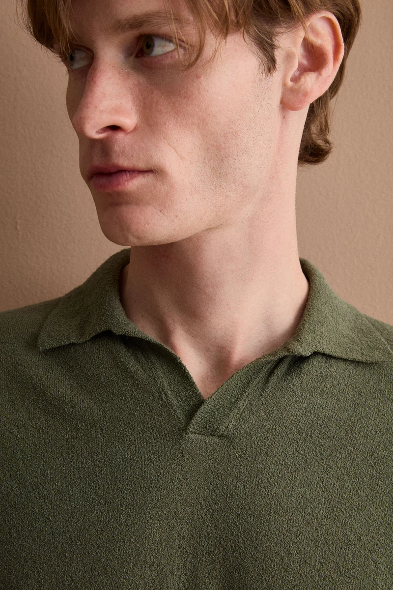 Polo Derby in Cotone Bouclé - VERDE