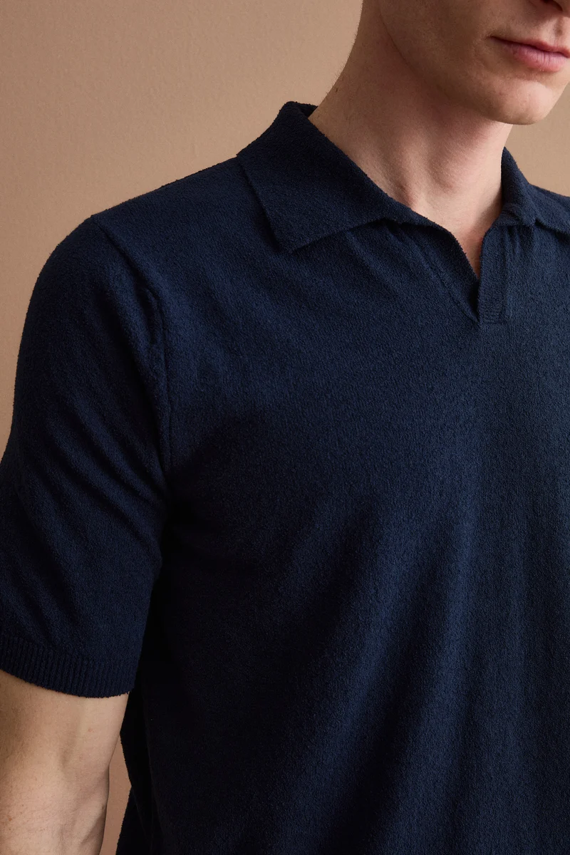 Polo Derby in Cotone Bouclé - BLU
