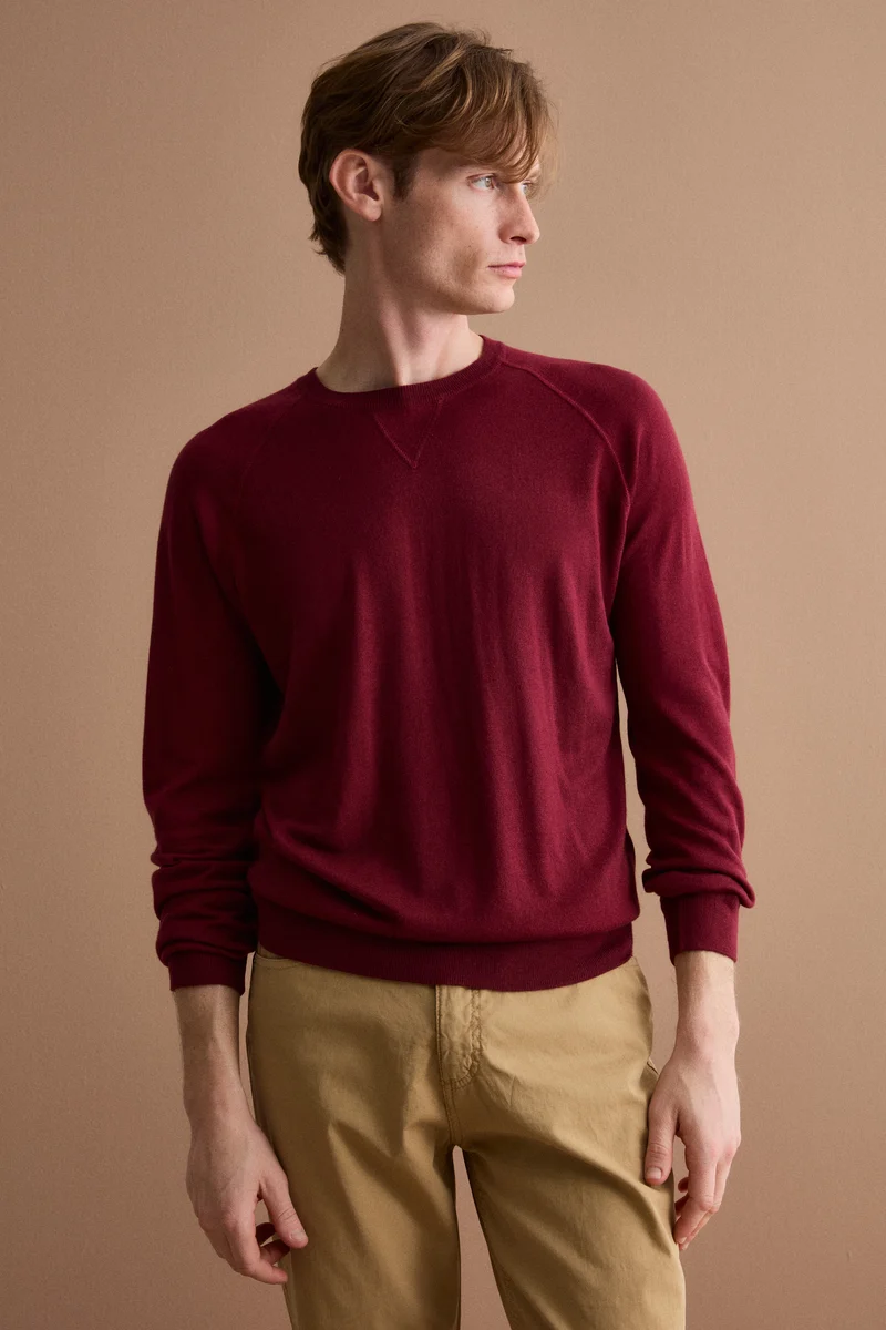 Girocollo Felpa in Seta e Cashmere - VINO