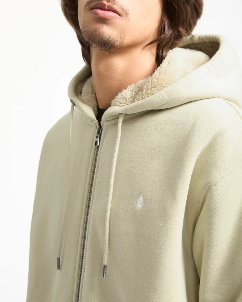 Single Stone Gefütterter Zip Hoodie - Light Beige