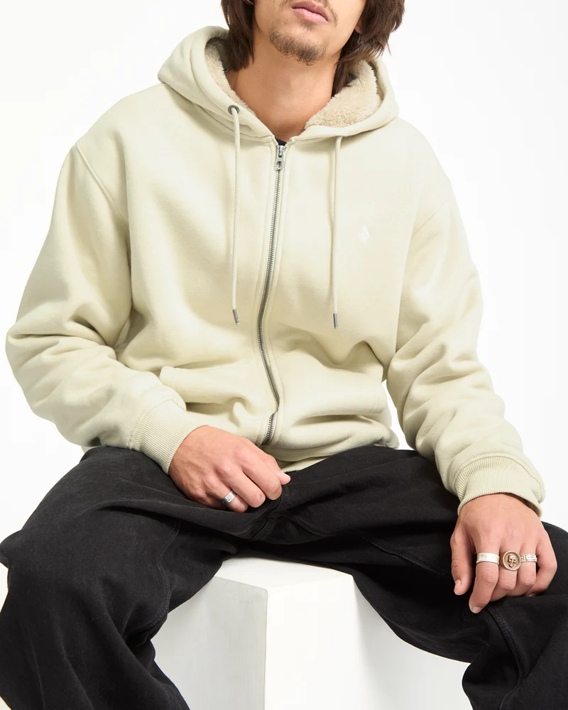 Single Stone Gefütterter Zip Hoodie - Light Beige