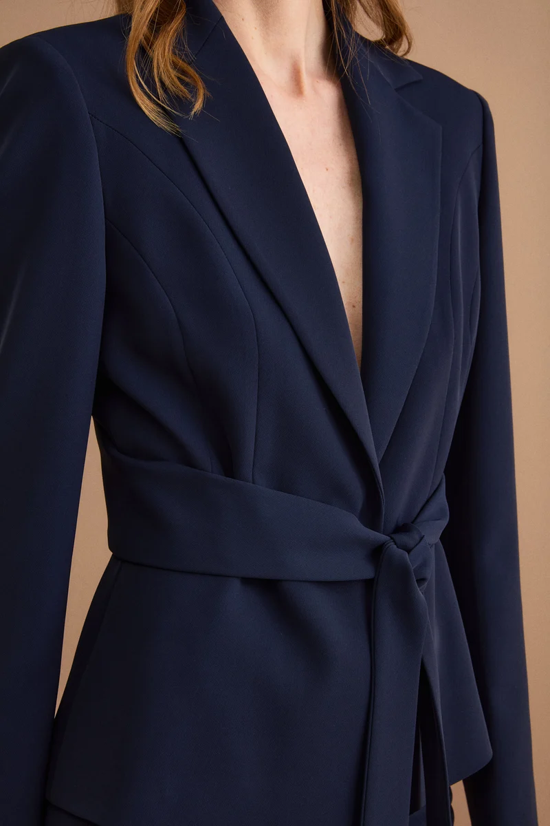 Giacca Elegante da Cerimonia in Cady con Cintura - BLU