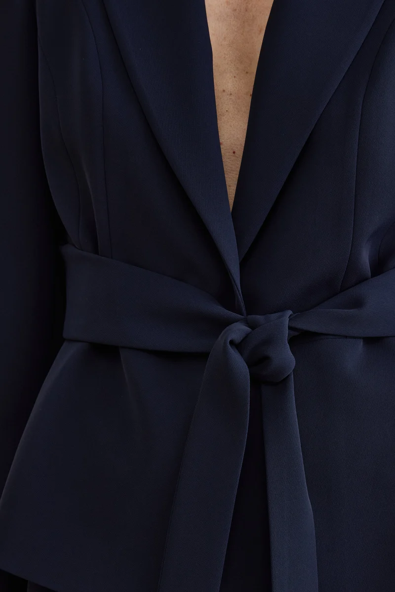 Giacca Elegante da Cerimonia in Cady con Cintura - BLU