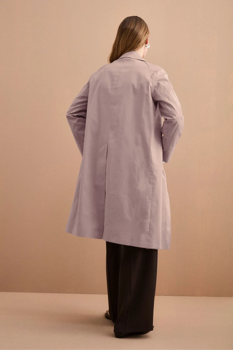 Trench Monopetto Foderato con Collo a Camicia - SABBIA