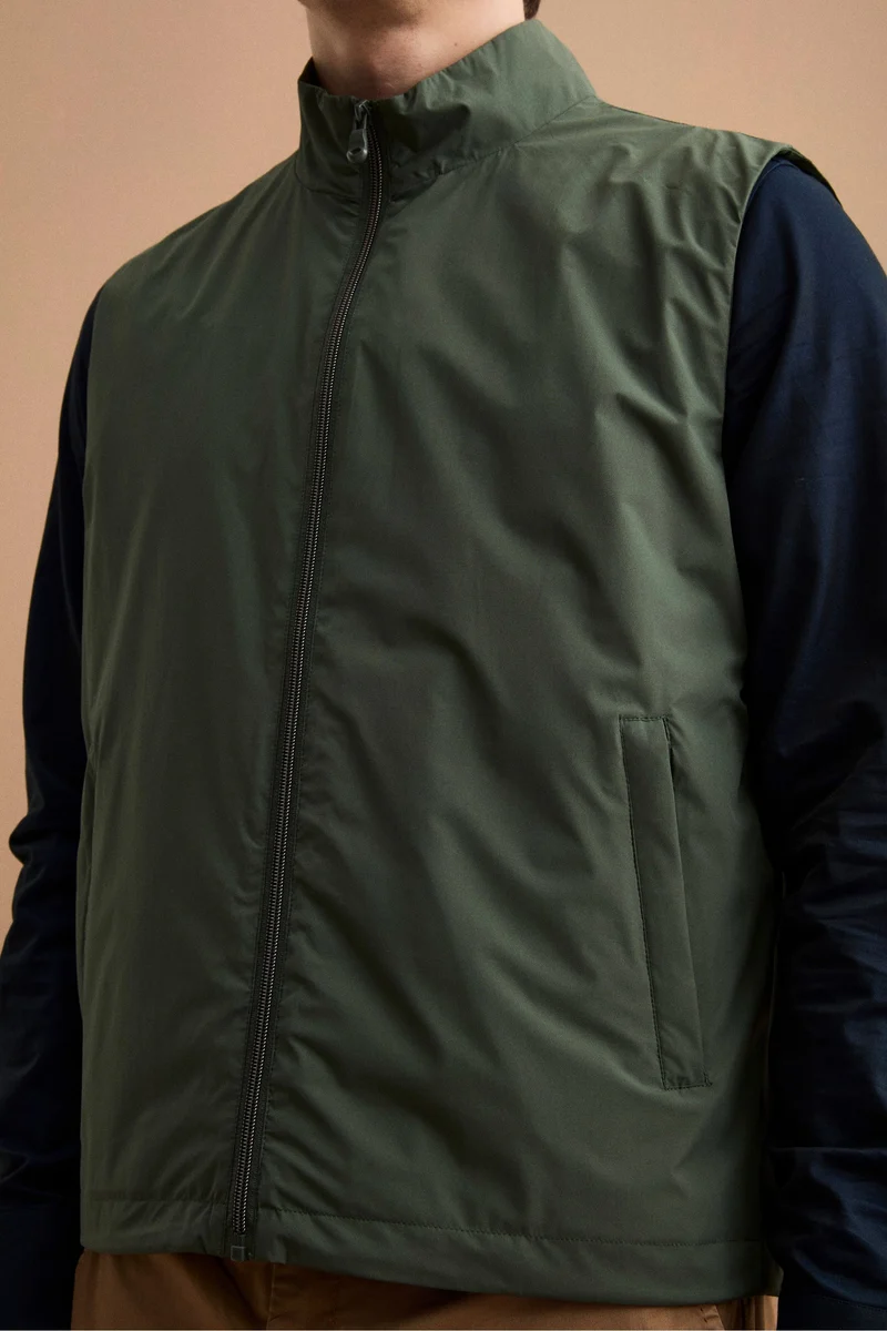 Gilet Smanicato con Zip - VERDE