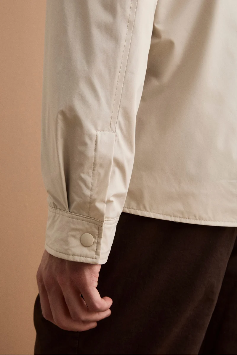 Trench Corto Foderato con Collo a Camicia - LATTE