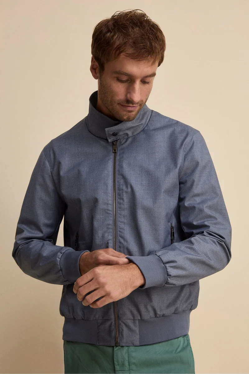 Bomber in Tessuto con Zip - DENIM