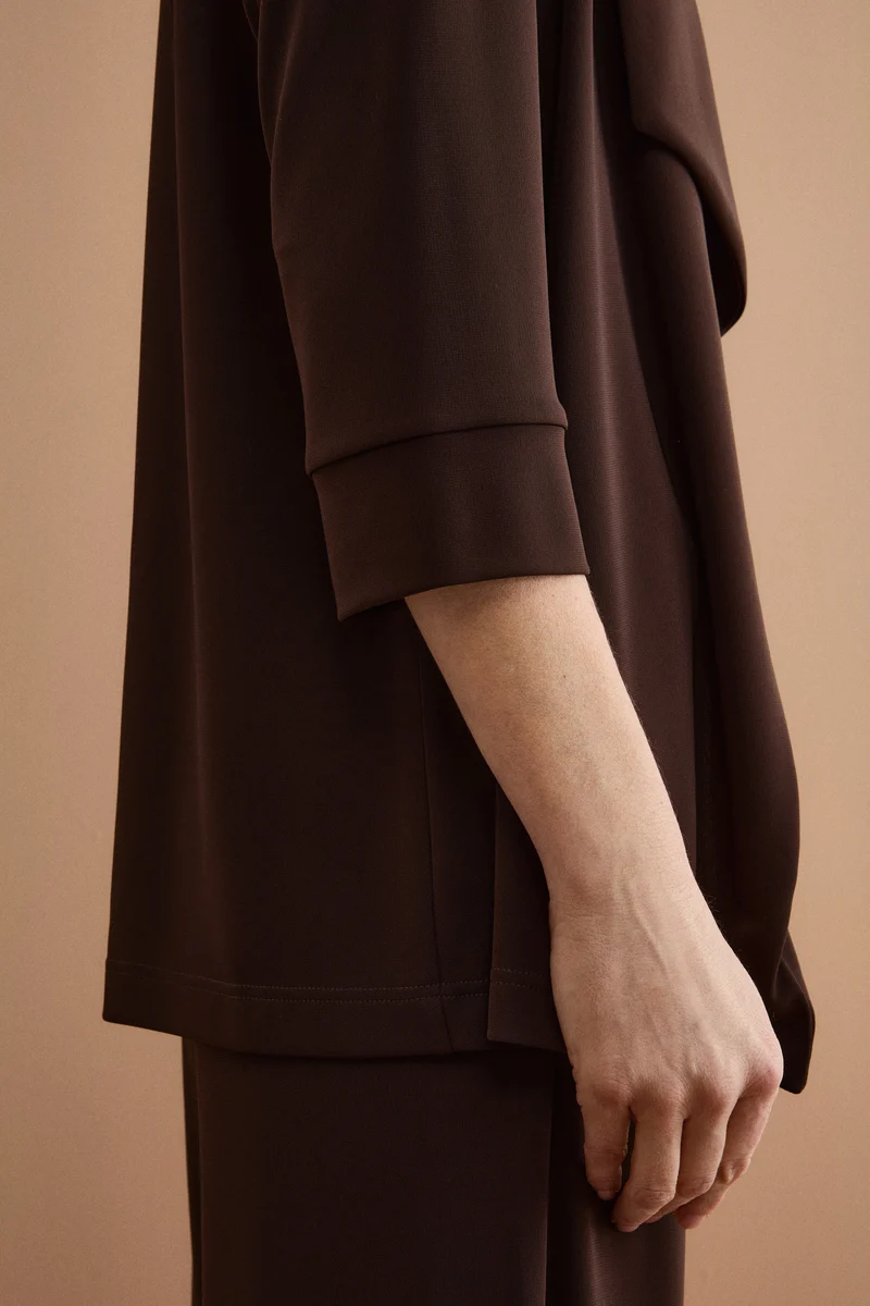 Cardigan Elegante in Jersey Crêpe - CIOCCOLATO