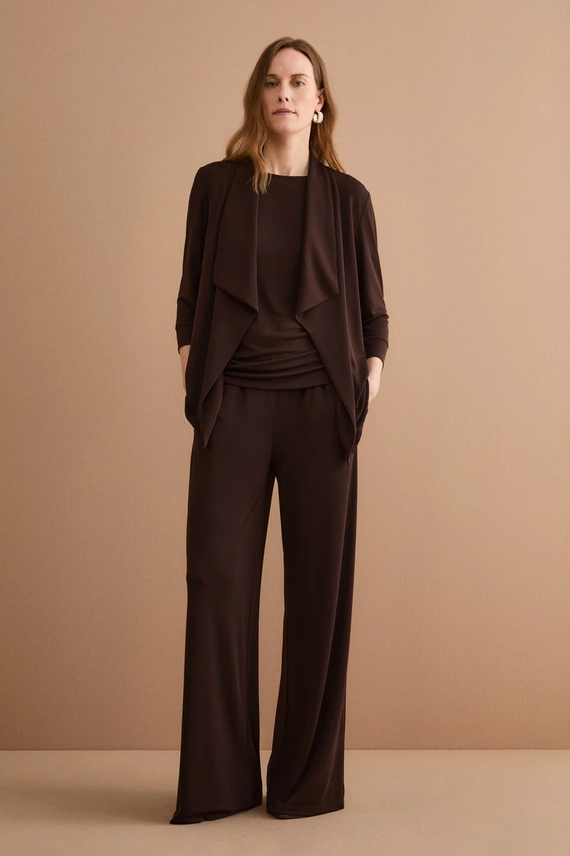 Cardigan Elegante in Jersey Crêpe - CIOCCOLATO