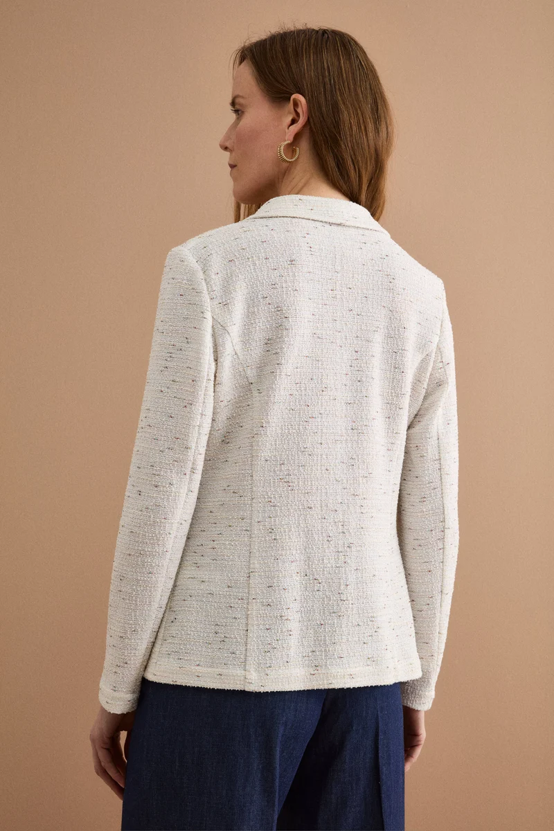 Giacca Aperta in Misto Cotone Bouclé con Lurex - BIANCO