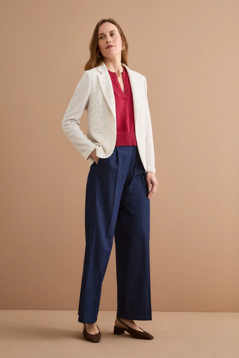 Giacca Aperta in Misto Cotone Bouclé con Lurex - BIANCO