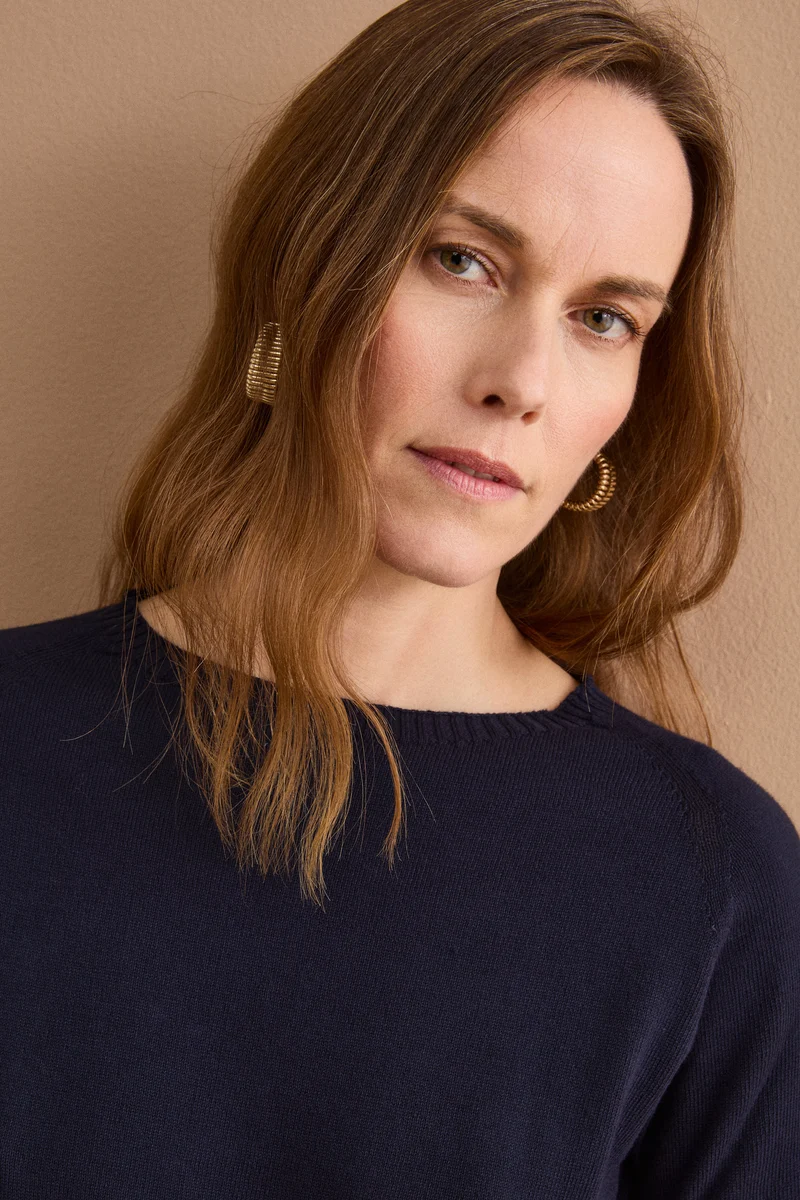 Maglia Barchetta in Cotone con Manica Raglan - BLU