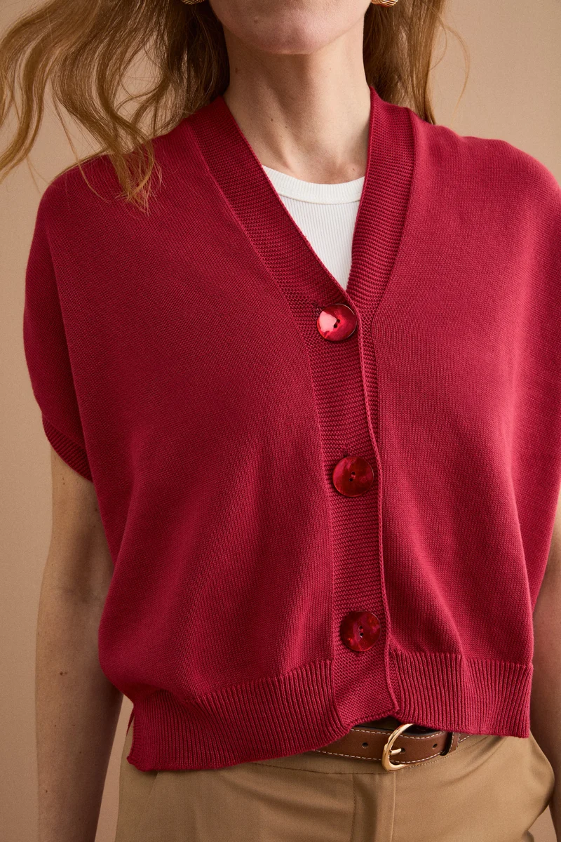 Cardigan Kimono in Cotone - BORDEAUX