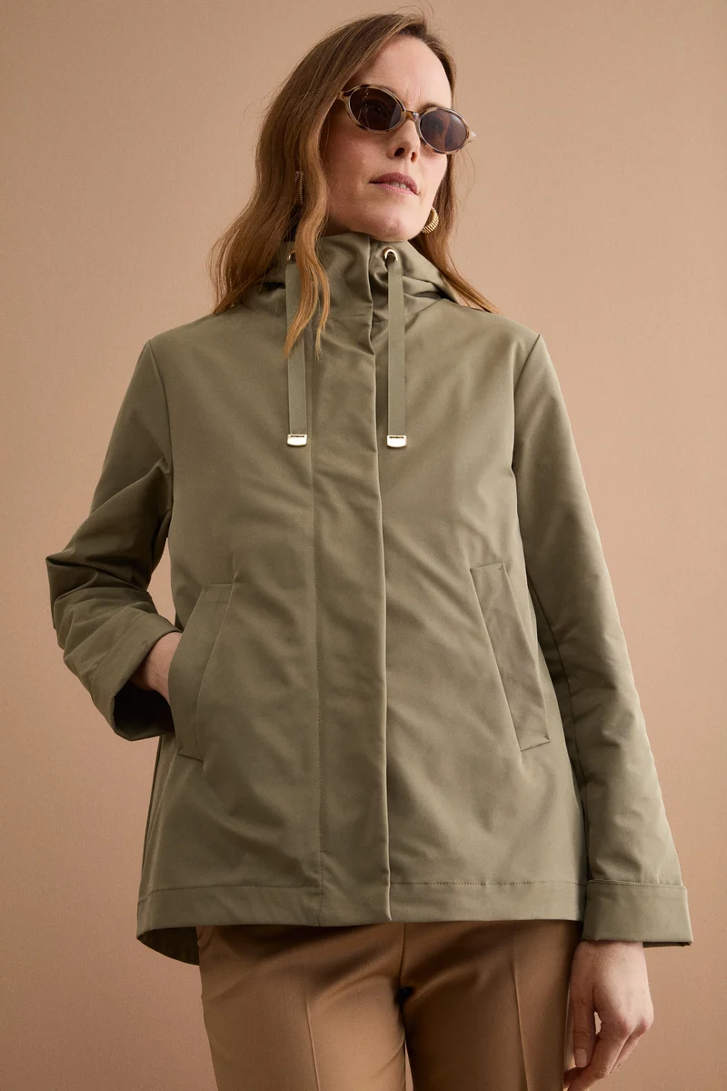 Giubbotto Impermeabile con Cappuccio e Gilet Removibile - VERDE MILITARE
