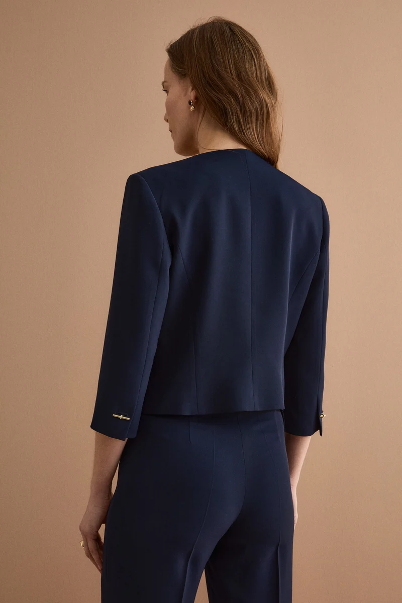 Bolero Sciancrato da Cerimonia in Cady - BLU