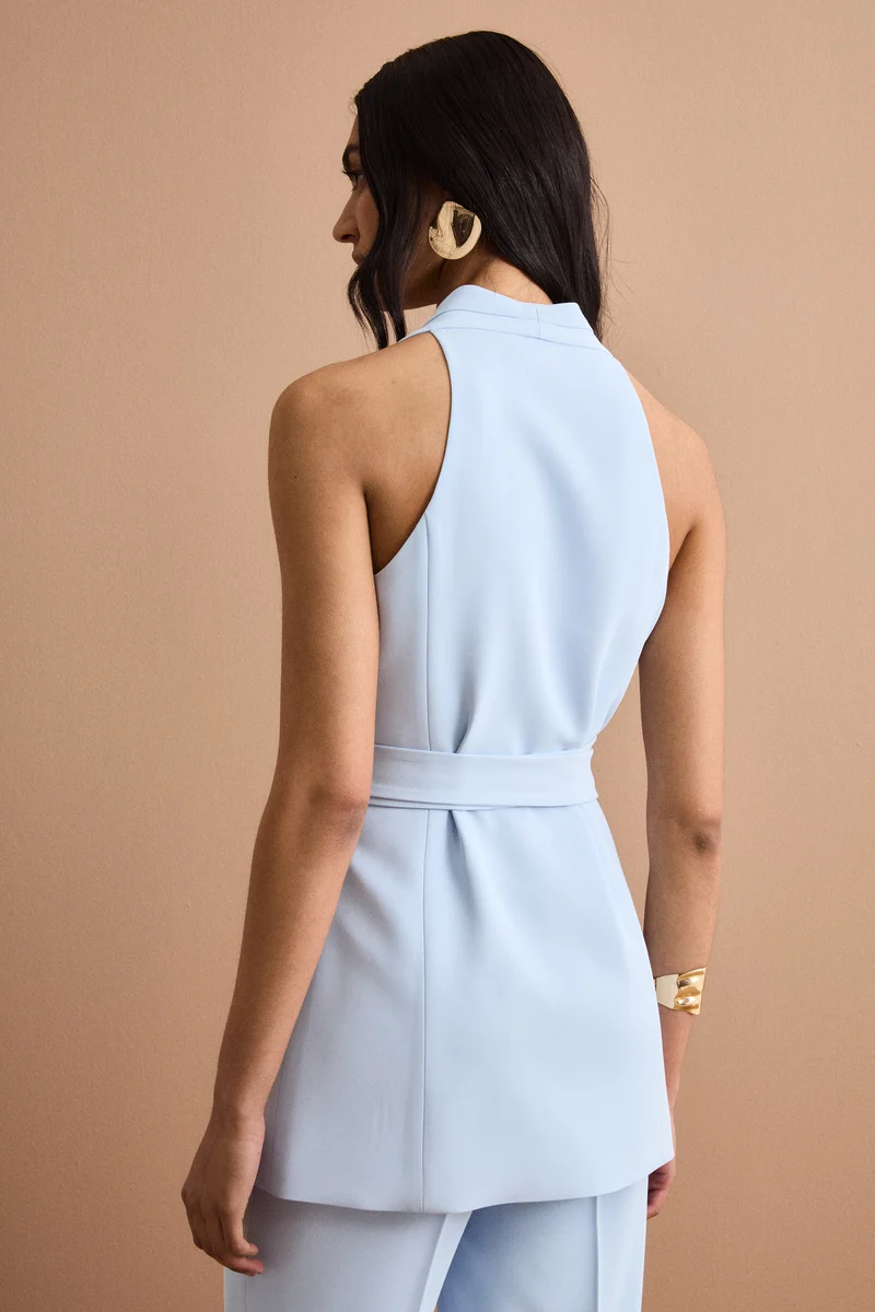 Gilet Cady da Cerimonia con Cintura - CIELO