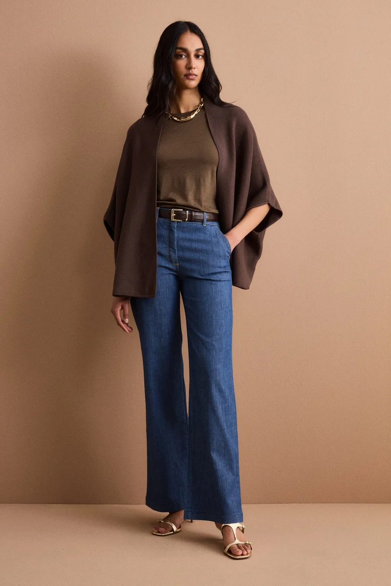 Cardigan Lungo in Cotone con Manica Kimono - TERRA