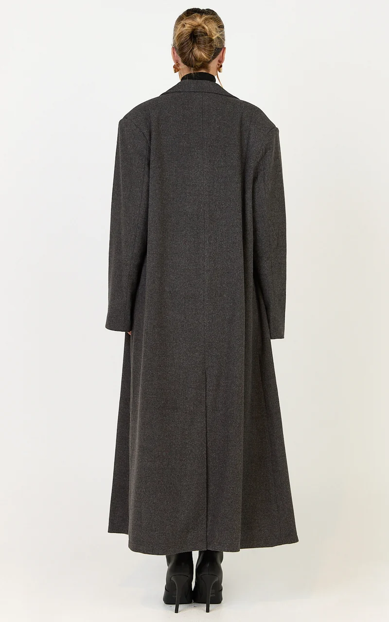 Eloise Coat - Oversized Longline Tailored Coat in Grey Marle