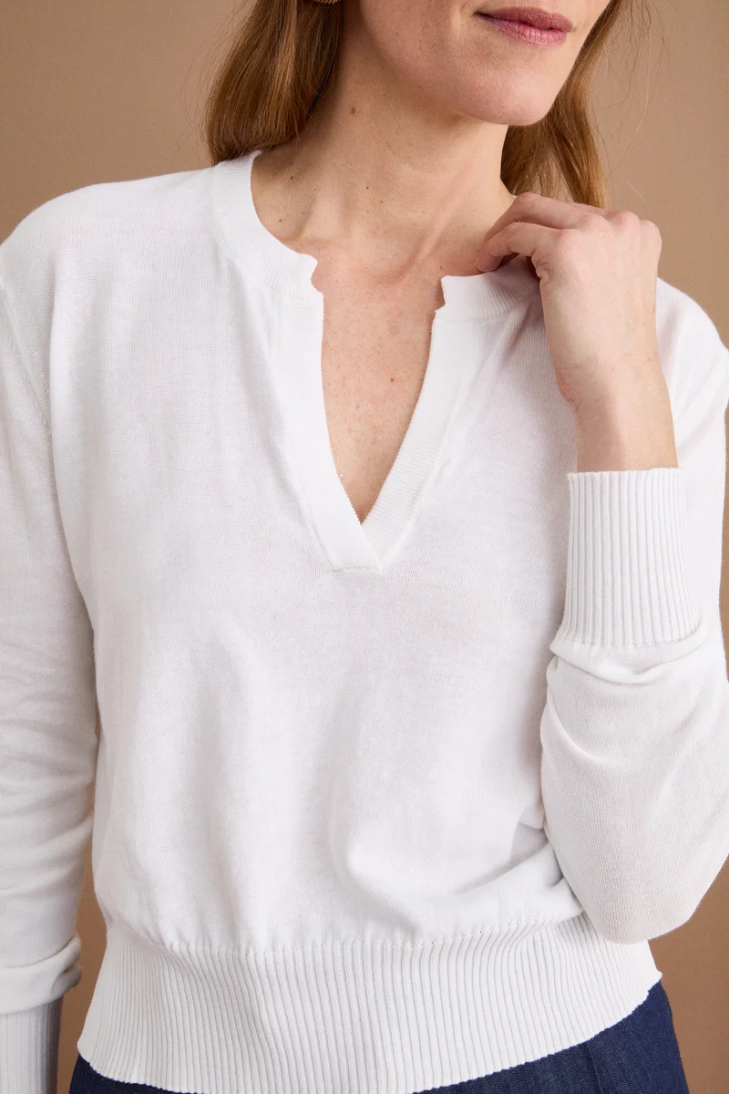 Polo Boxy Serafino in Cotone con Manica Lunga - BIANCO