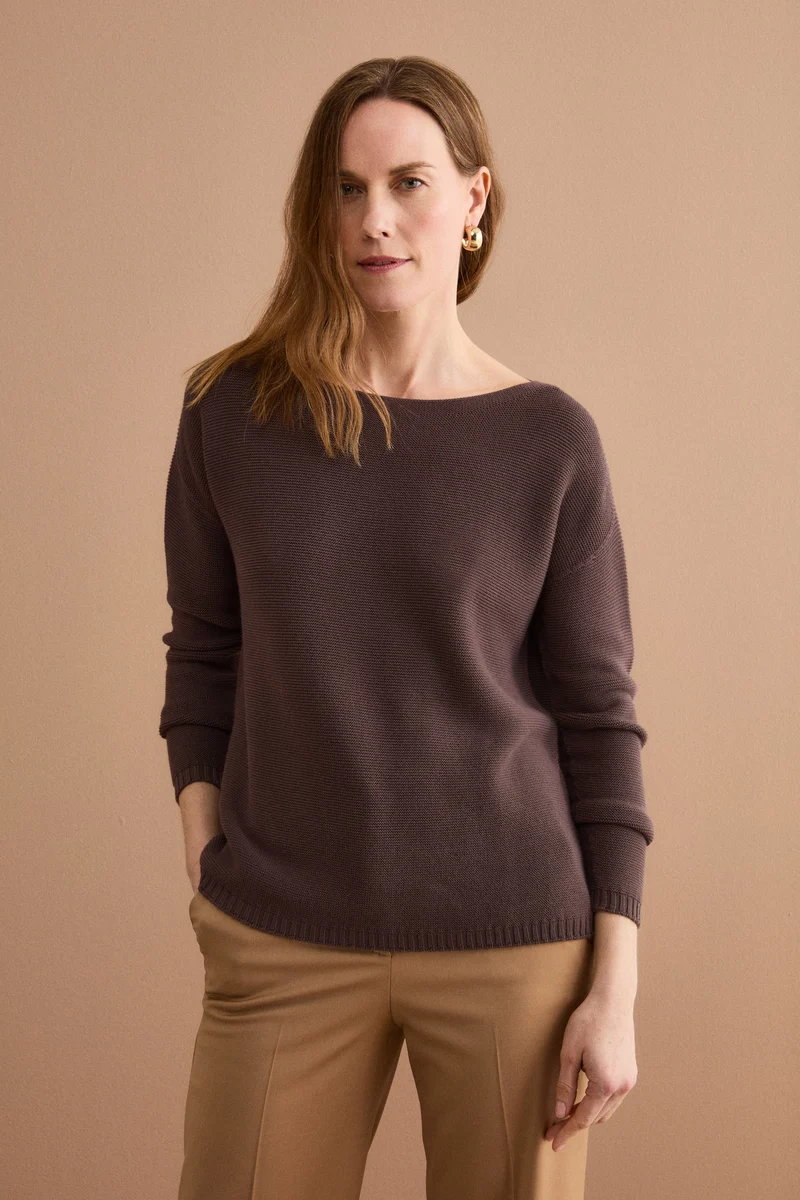 Maglia Links in Cotone con Scollo Barchetta - TERRA