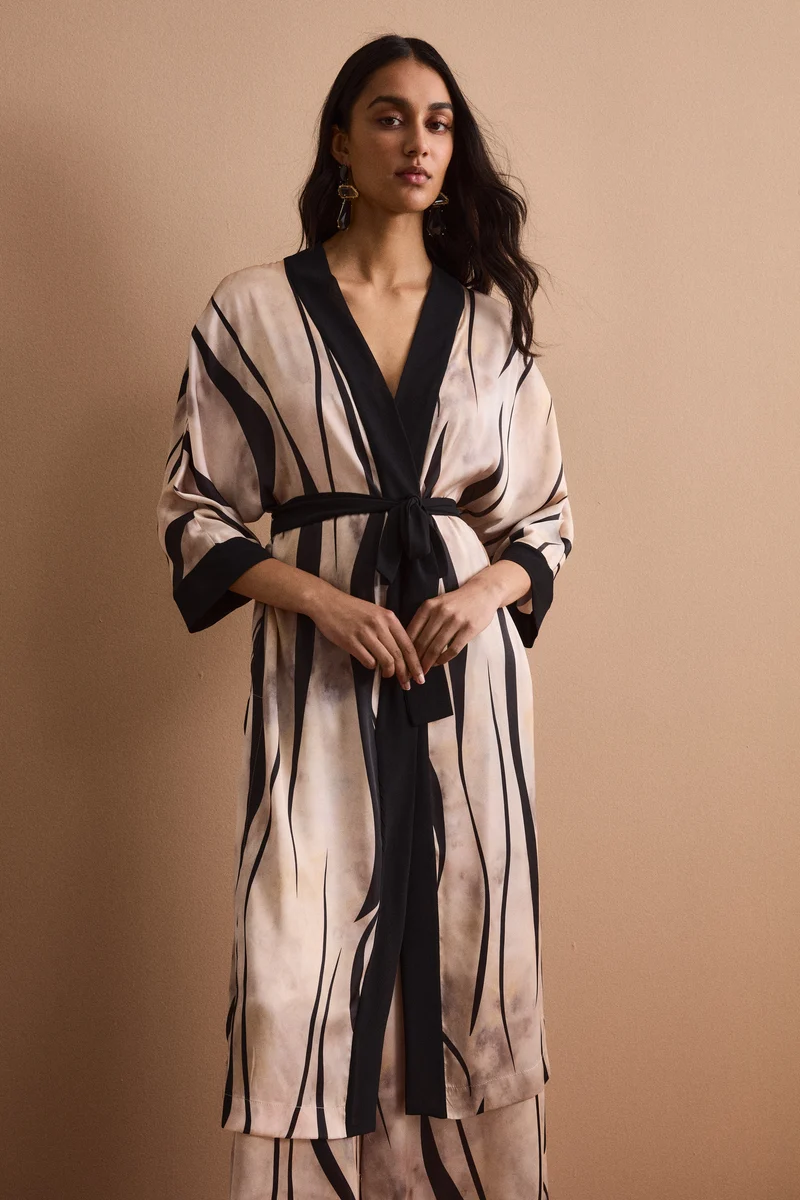 Spolverino Kimono Lungo con Cintura - FANT. ORO