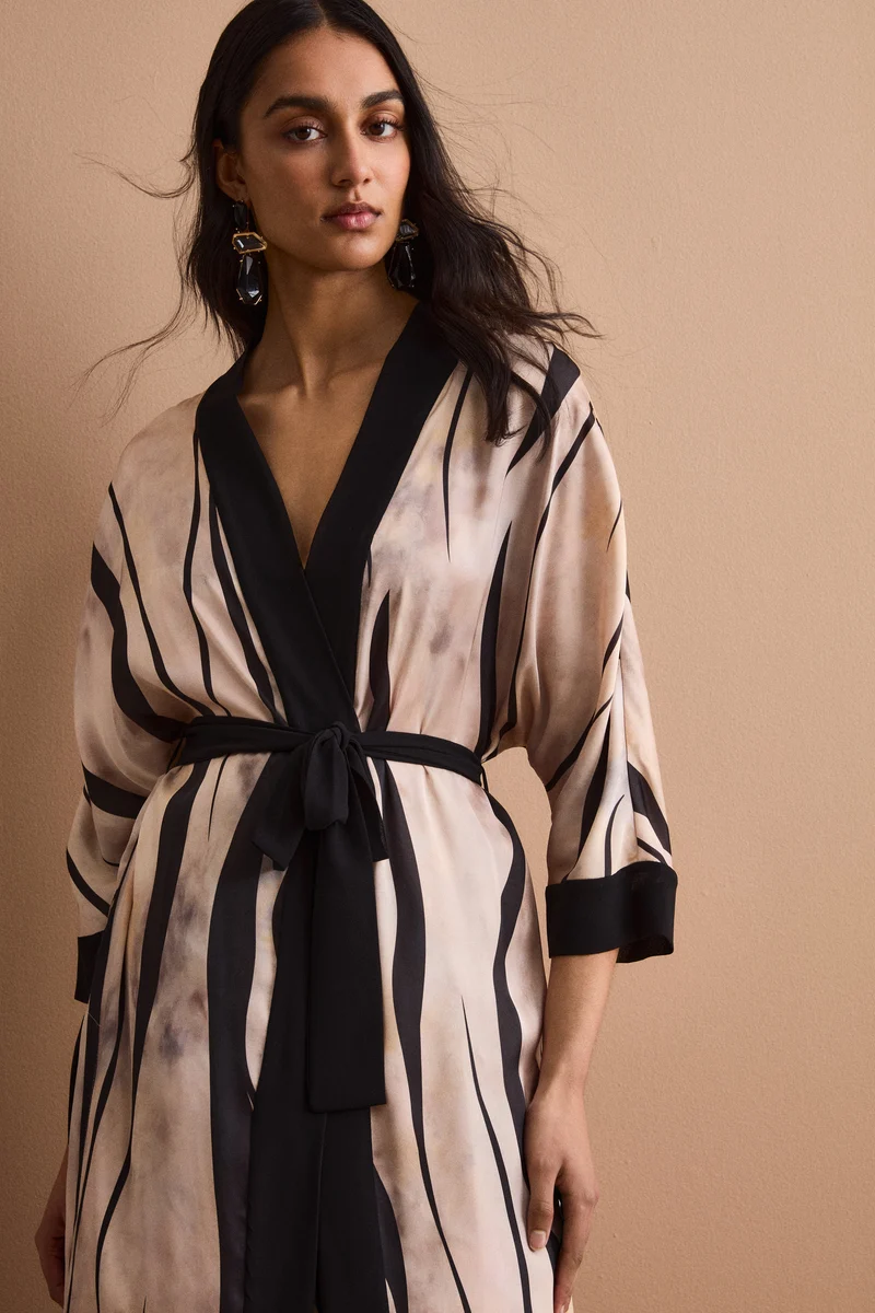Spolverino Kimono Lungo con Cintura - FANT. ORO