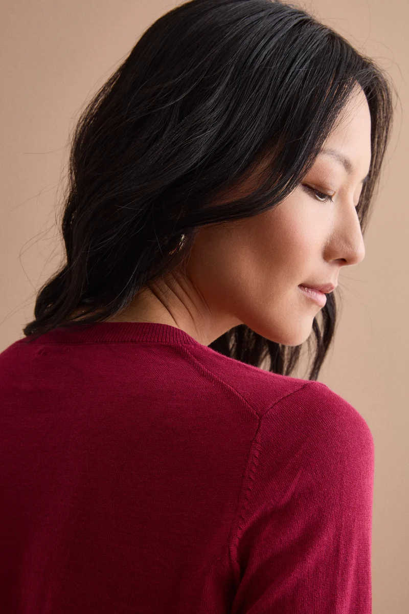 Maglia Girocollo Boxy in Cotone - BORDEAUX