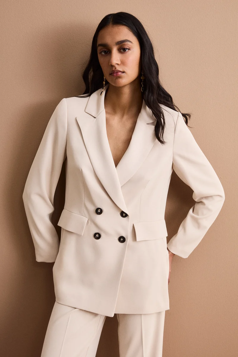 Blazer Doppiopetto Foderato in Cady - SABBIA
