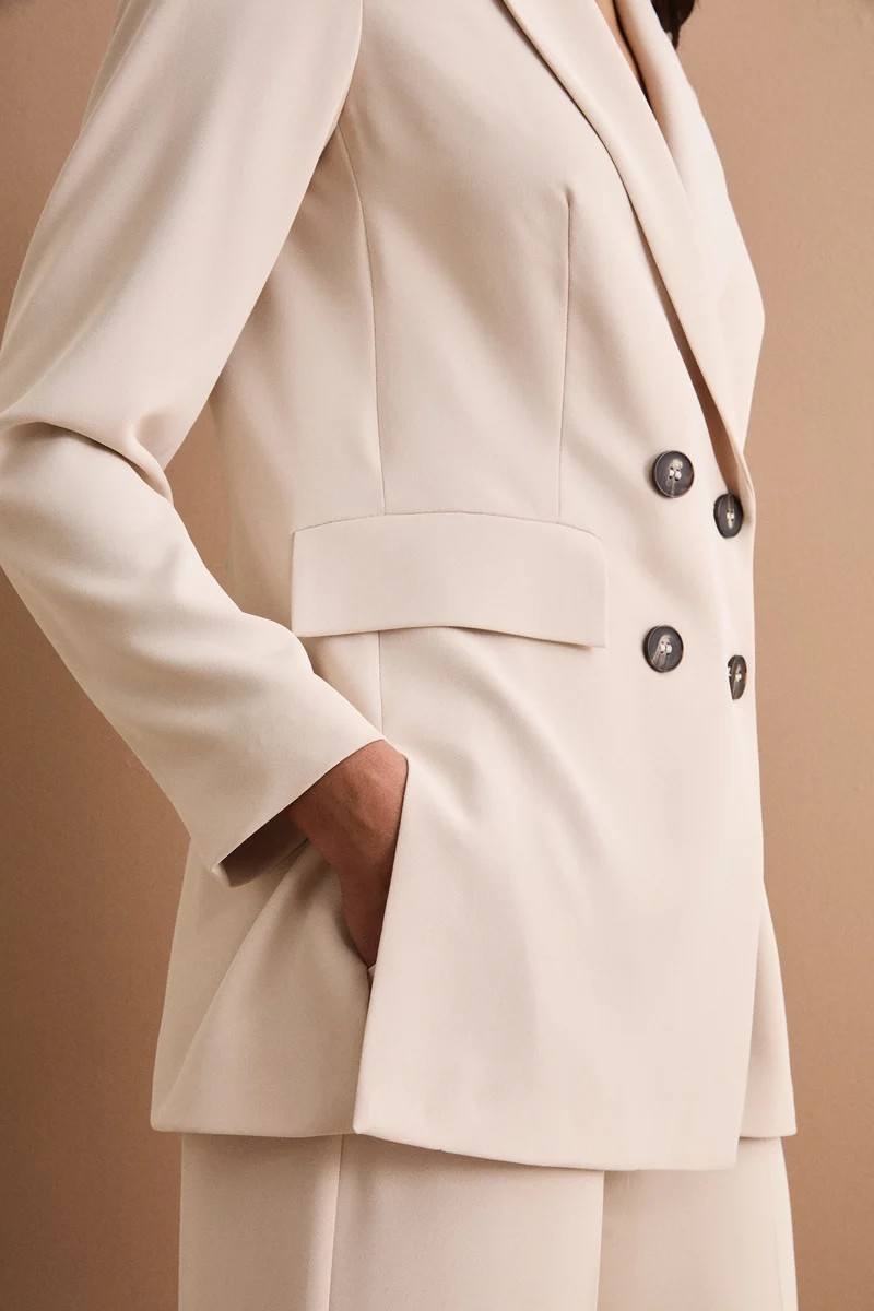 Blazer Doppiopetto Foderato in Cady - SABBIA