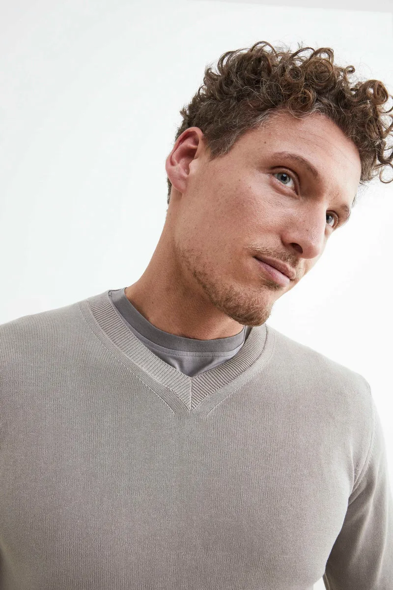 Maglia scollo a V - SABBIA
