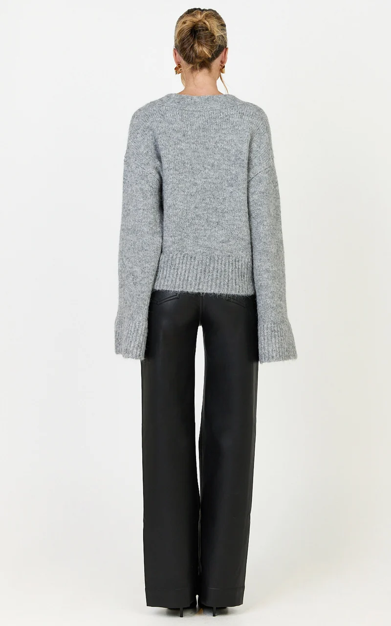 Becka Cardigan - Oversized Recycled Knitted Button Through Cardigan in Grey