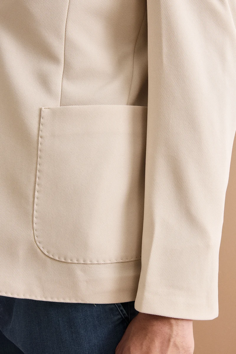 Giacca Slim Fit Semifoderata Revers Classico - BEIGE