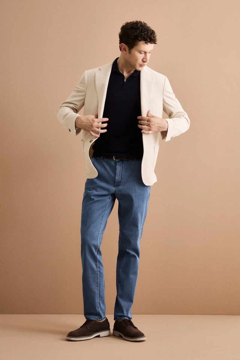 Giacca Slim Fit Semifoderata Revers Classico - BEIGE