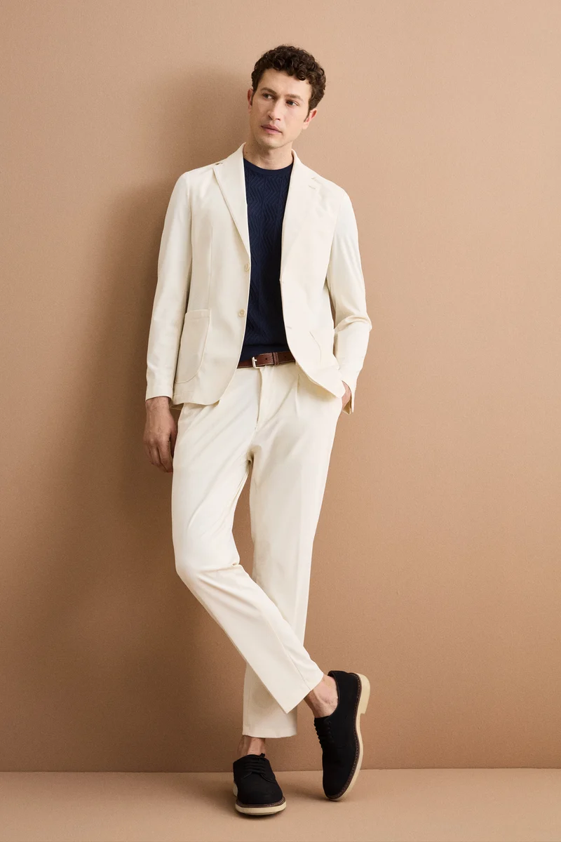 Giacca Tecnica Sfoderata Slim Fit - PANNA