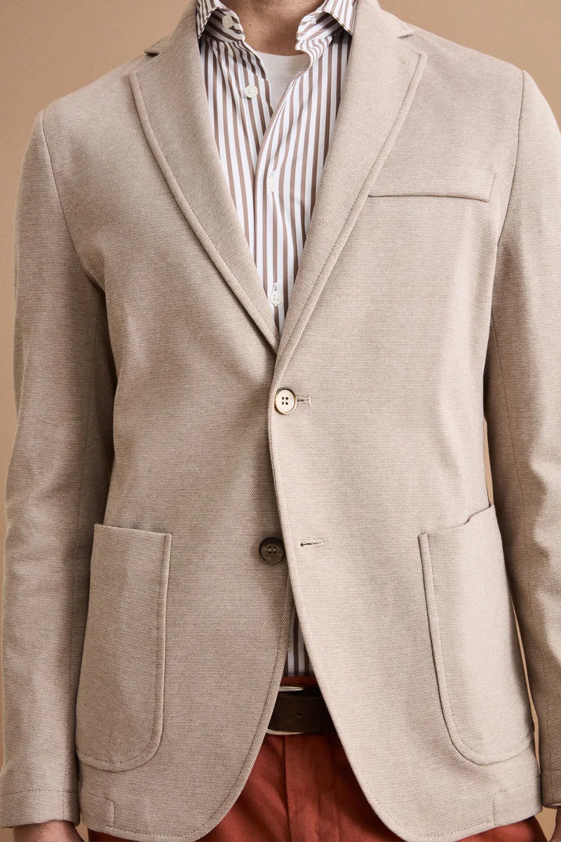 Giacca Monopetto Slim Fit con Revers Classico - NATURALE