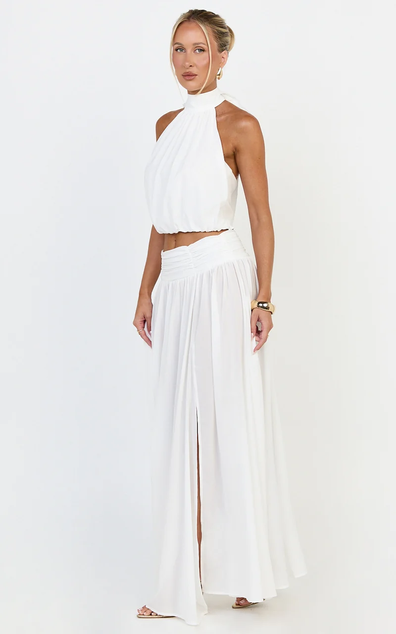 Melanie Top - Halter Neck Top in Cream
