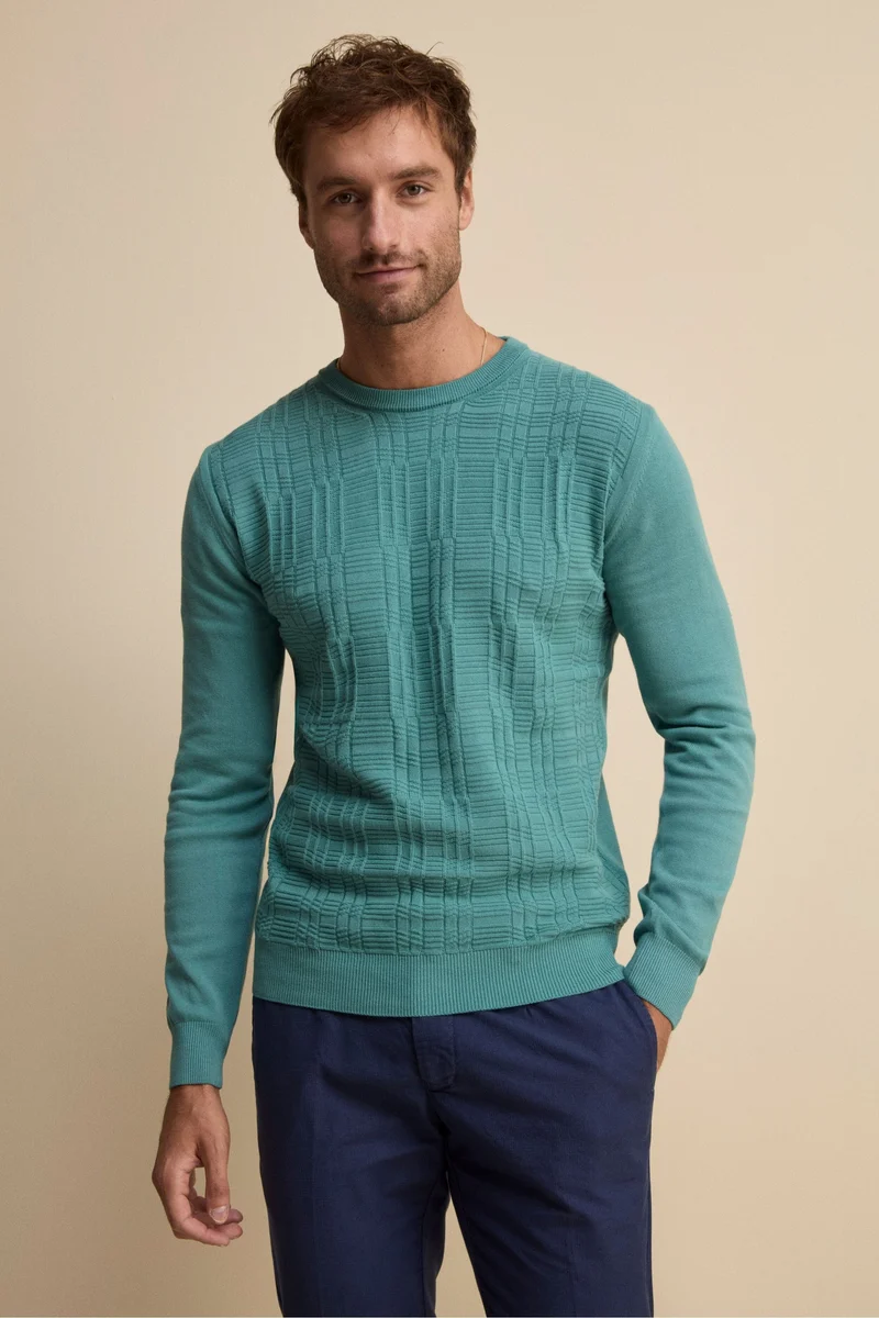 Maglia Girocollo con Crepe in cotone - PAVONE