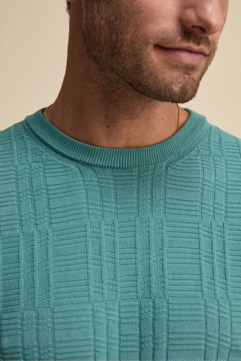 Maglia Girocollo con Crepe in cotone - PAVONE