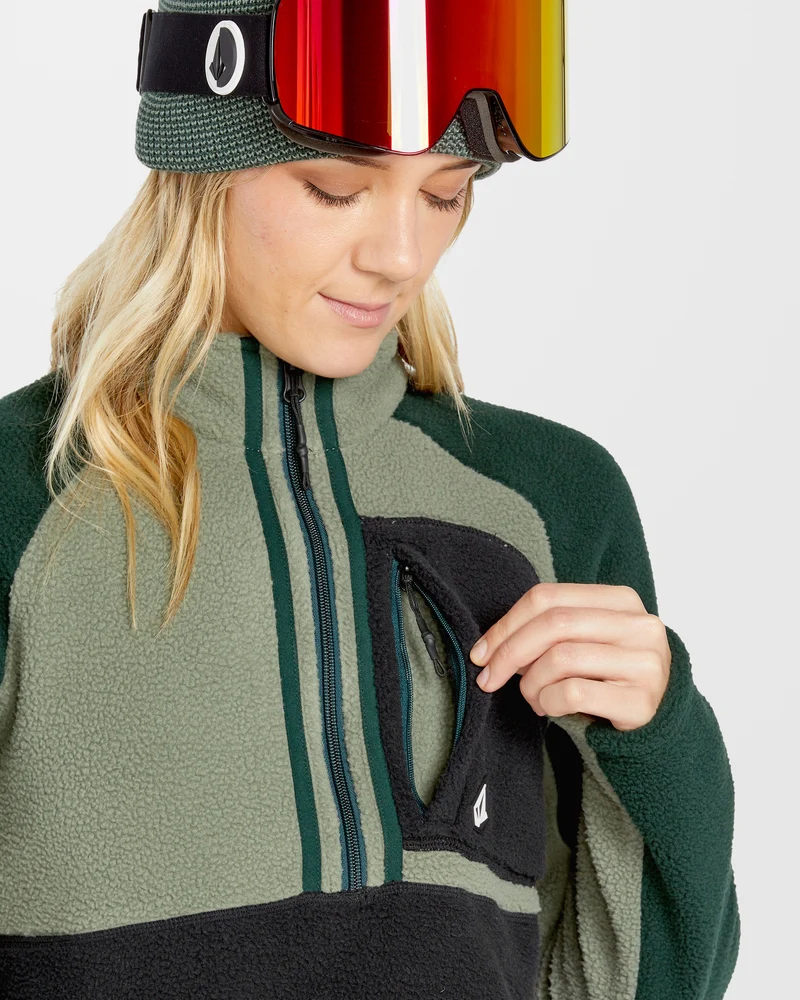 Demi Half Zip Sherpa - Lichen Green