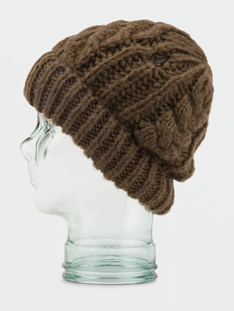 Cable Hand Knit Beanie - Dark Teak