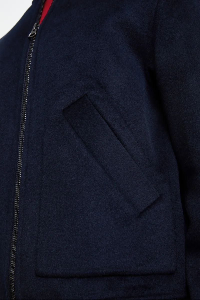 Bomber in Lana con Zip - NAVY