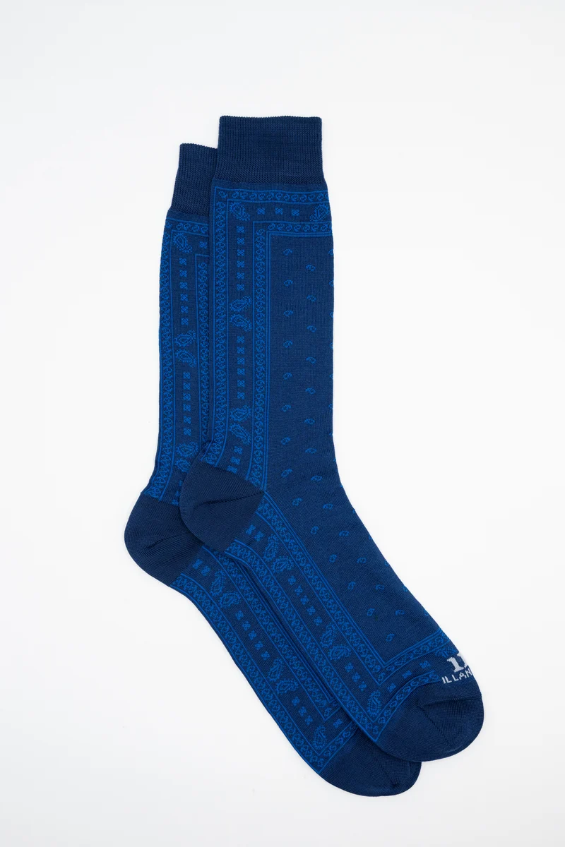 Calze Corte in Cotone Fantasia Bandana - BLU/ROYAL