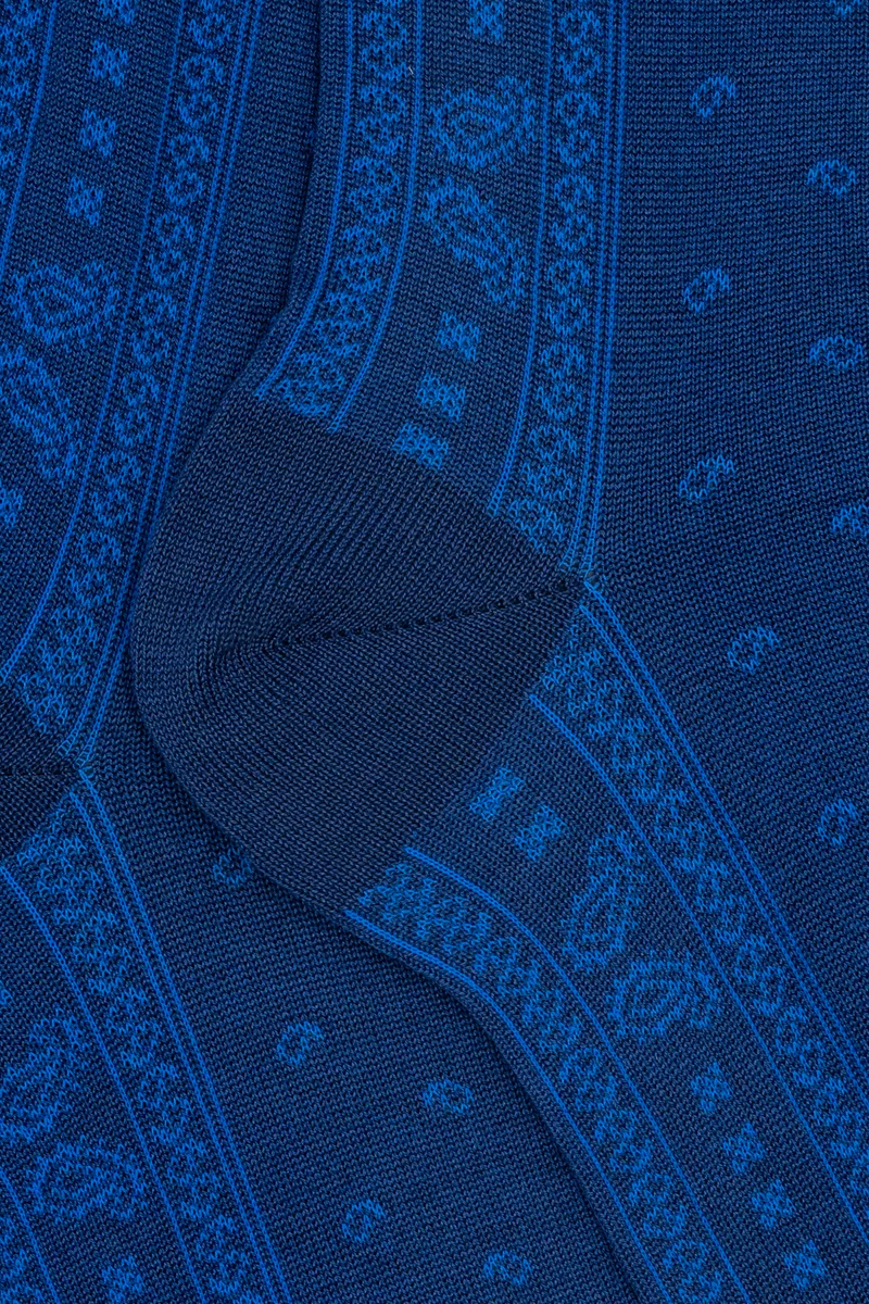 Calze Corte in Cotone Fantasia Bandana - BLU/ROYAL
