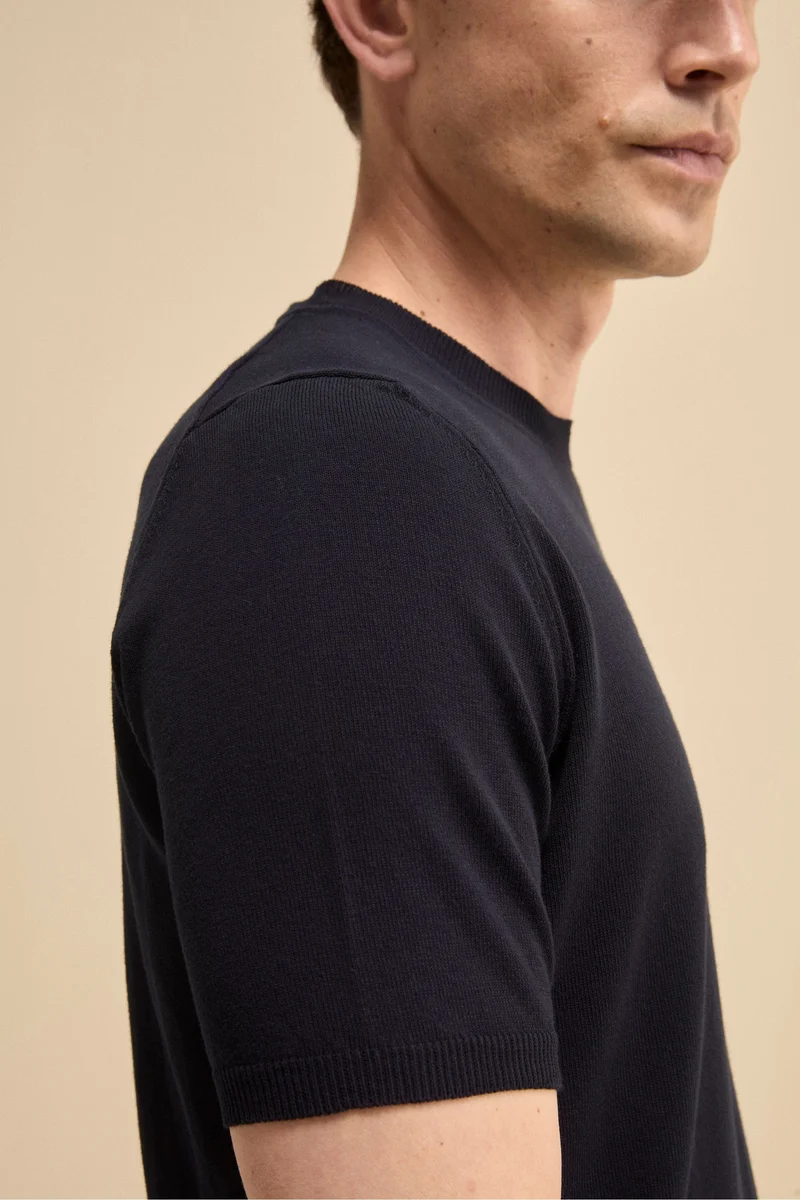 T-shirt in Maglia di Cotone Crêpe - BLU