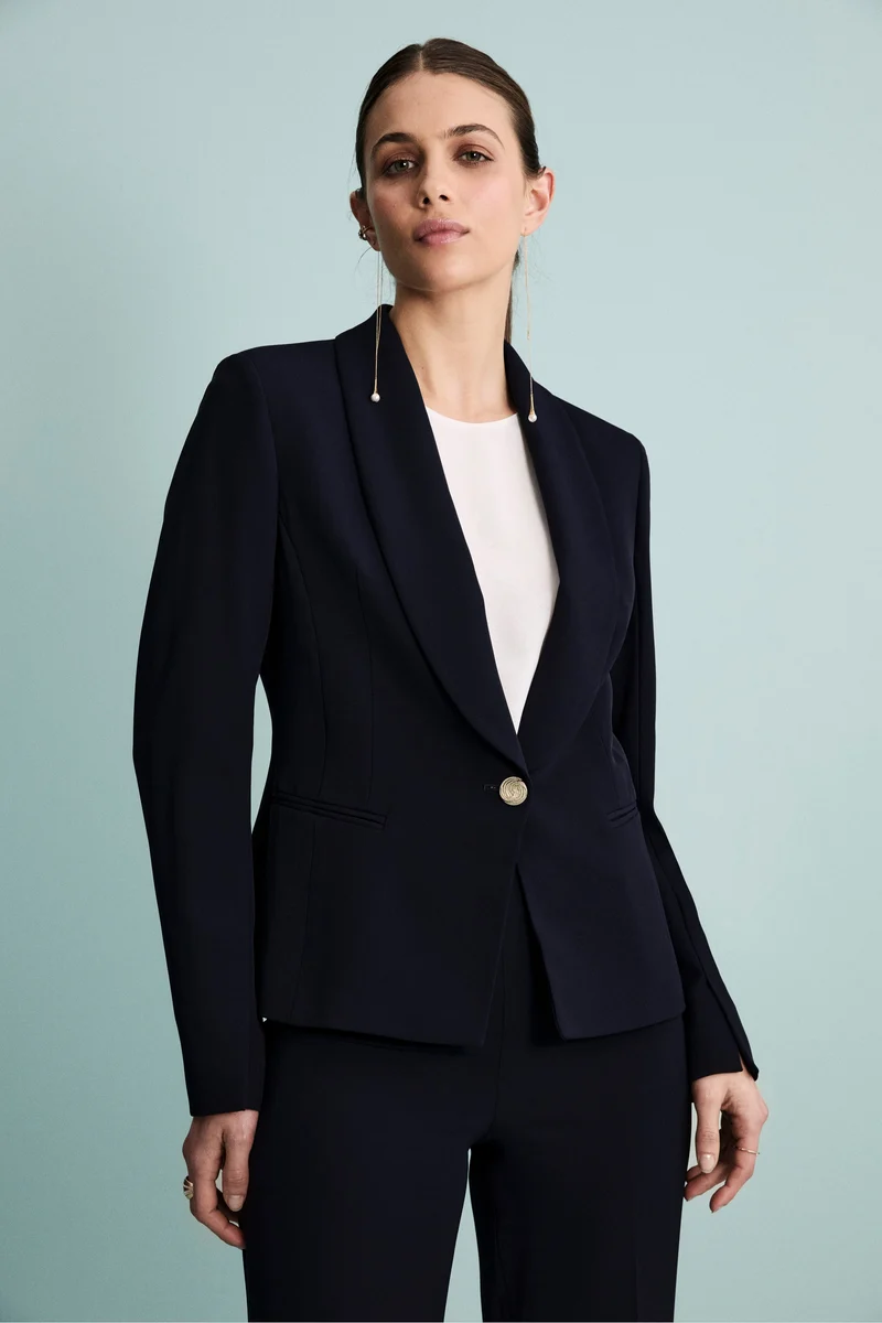 Giacca Twill Cerimonia con Collo Sciallato - BLU