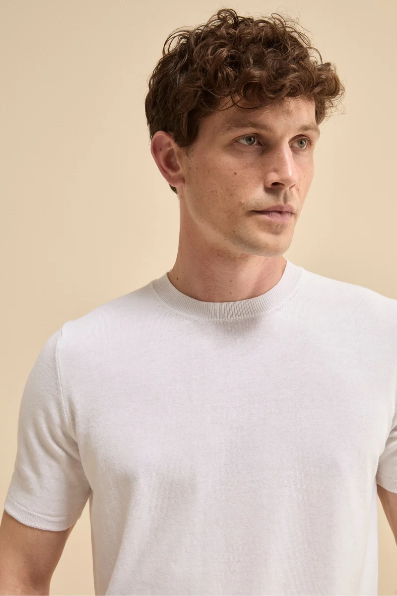 T-shirt in Maglia di Cotone Crêpe - BIANCO